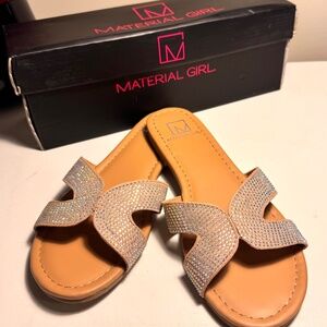 Material Girl Macelina Blush Bling Sandals, New, Size 6